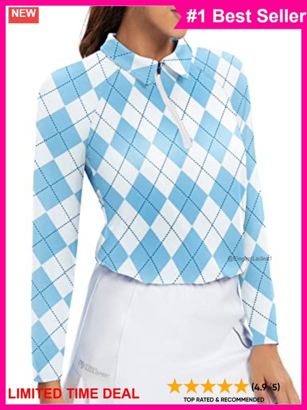Women's Long Sleeve Polo Shirt 1/4 Zip UPF 50+ Golf Tennis Shirt